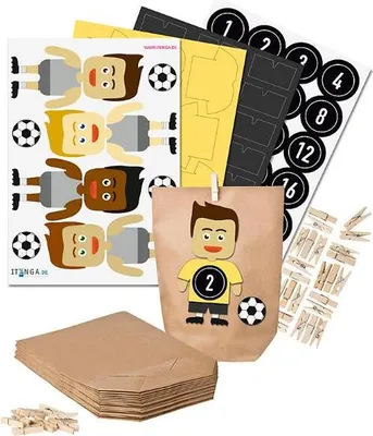 Produktbild von Basteladventskalender Fußball gelb schwarz zum Selberbefüllen