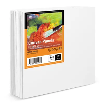 Image de ESENG® Carton à peindre, 100% coton, épaisseur 3mm, convient pour la peinture acrylique, la peinture à l'huile, la détrempe et la gouache (20.3x20.3 cm | 8x8 pouces, 12 pièces)