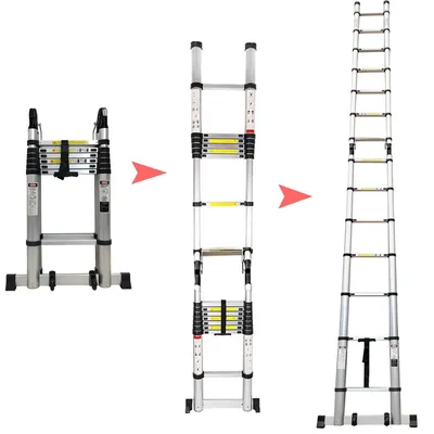 Produktbild von Teleskopierbare Aluminiumleiter – Ausziehbare Leiter – A-Leiter – Maximale Belastung: 150 kg - Höhe: 6,6 m