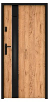 Produktbild von Stahl-Volltür und Edelstahl-Tür, Höhe 207 x Breite 100 cm – Rauchglas – Eiche- und Schwarz-Optik – Stärke 55 mm – Rechtsanschlag – BRAGA