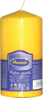 Obrázok produktu pre Sviečka parafín valec žltá, 6, 3 x 12, 5 cm