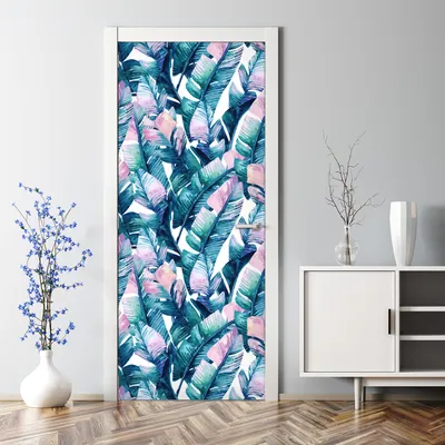 Produktbild von Dekorative Türaufkleber Aaufkleber selbstklebend Klebefolie Türtapete Lila-grüne Blätter 77 x 200 cm