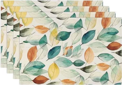 Obrázok produktu pre Podložky pod tanier s jesenným motívom, 4-dielna sada, umývateľné, odolné voči teplu, 33 x 48 cm