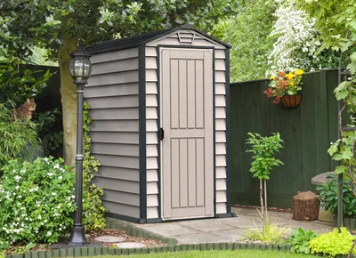 Produktbild von Duramax Kunststoff Gartenhaus 104x180 Geräteschuppen Garten Gerätehaus Drehtür, H. 192 x B. 104 x T. 180 cm