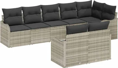 Immagine prodotto di Set divano da giardino vidaXL in polyrattan grigio chiaro