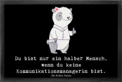 Produktbild von Mr. & Mrs. Panda Schmutzfangmatte Kommunikationsmanagerin Herz 40 x 60 cm - Schwarz - Geschenk, Schmutzmatte, Türmatte, Lustig, fußmatte, Spruch, Studium, Bodenvorleger