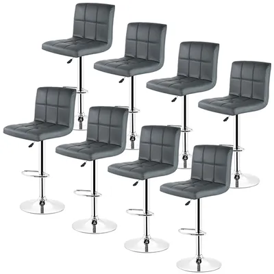 Produktbild von 8er-Set  Barhocker  | höhenverstellbar | 360°drehbar | Kunstleder | Grau