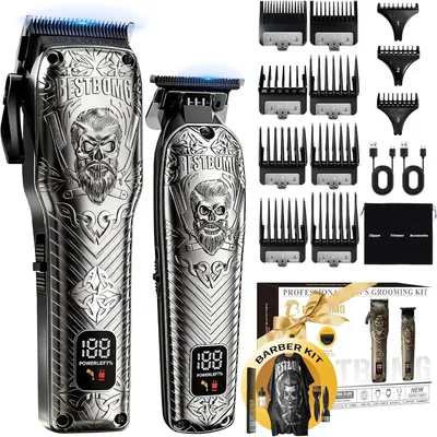 Produktbild von Professionelles Haarschneider Set Herren, kabellos, Metallklingen, 220 Min Akku, Barttrimmer Kit, T-Klinge, USB-C, Friseur Set mit Zubehör