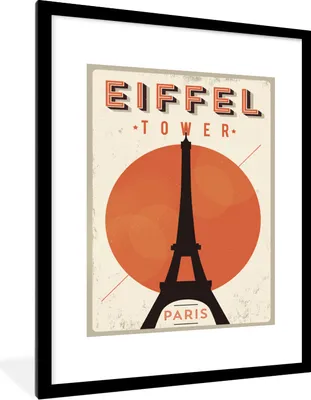 Produktbild von MuchoWow® MuchoWow® Gerahmtes Poster Eiffelturm - Vintage - Paris 60x80 cm - Poster mit zchwarzem Bilderrahmen - Wohnzimmer - Dekorationen - Prämie