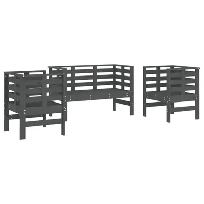 Immagine prodotto di Set da giardino 3 pezzi vidaXL, grigio, in legno massello di pino