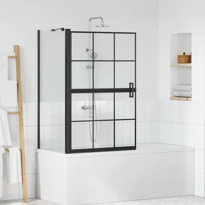 Produktbild von "Schlussverkauf" Glas-Dusche-Wand - MODERNE Bad-Duschschirm Schwarz und Transparent 116x68x128 cm C16540