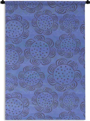 Produktbild von MuchoWow® Wandteppich Wandbehang Blumen - Muster - Blau 60x90 cm Tapisserie Dekoration Wandtuch - Foto-Teppich - Abwaschbar