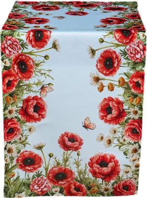 Produktbild von Tischdecke Tischläufer Druck Mohnblumen Frühling 40 x 90 cm