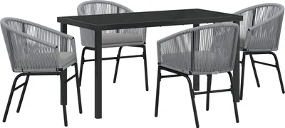 Produktbild von Möbel 5-teiliges Garten-Essgruppe Grau Poly-Rattan - Gartenstühle 3379361