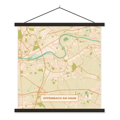 Produktbild von MuchoWow® Textilposter Karte - Jahrgang - Offenbach am Main - Karte 120x120 cm mit schwarzem Rahmen - Aufhängungsset