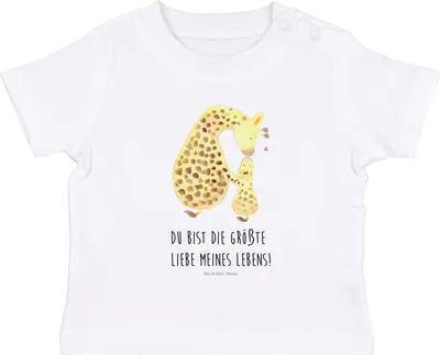 Produktbild von Mr. & Mrs. Panda  T-Shirt Giraffe Kind 0. - 6. Monat - Weiß - Geschenk, Sohn, Kinder Shirt, Tochter, Afrika, Lieblingsmensch, Mutter, Baby Kurzarmshirt, Babyshirt