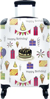 Produktbild von MuchoWow® MuchoWow® Koffer Handgepäck Trolley Rollkoffer Kleine Reisekoffer mit 4 Rollen - Design - Geburtstag - Party - Cabin Size < 55x40x23 cm & 55x40x20 cm - Fotokoffer - Kabinenkoffer - Boardgepä