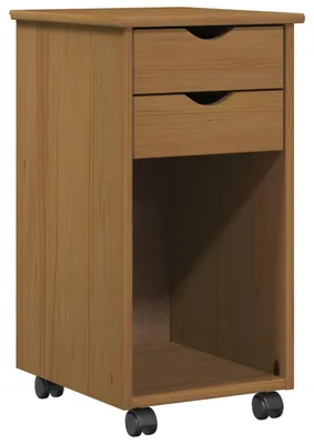 Zdjęcie produktu dla Szafka na kółkach vidaXL, kolor miodowo-brązowy, 34 x 39 x 65,5 cm, lite drewno sosnowe