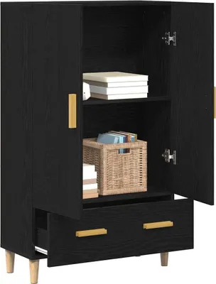 Image de vidaXL Highboard noir imitation chêne 70 x 31 x 115 cm Bois composite