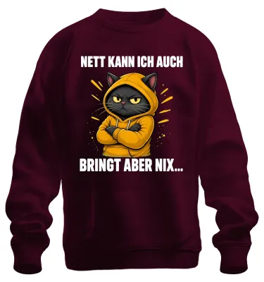 Productafbeelding van Nett, maar ik begrijp het niet. Katten-opmerking. Sarcastisch sweatshirt/trui, bordeauxrood, maat S