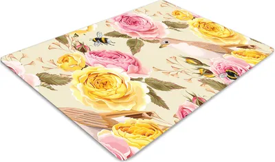 Produktbild von Stuhlunterlage Bürostuhlunterlage 120 cm x 90 cm Bodenmatte Bürostuhlunterlage - Vögel und Rosen