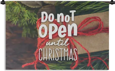 Produktbild von MuchoWow® Wandteppich Wandbehang Sprichwörter - "Nicht vor Weihnachten öffnen" - Zitate 60x40 cm Tapisserie Dekoration Wandtuch - Wanddekorationen