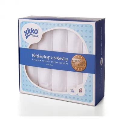 A product box for baby diapers, showing the product inside through a window.