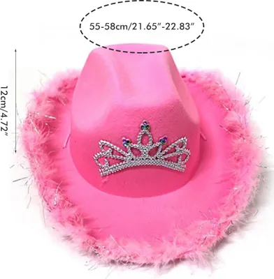 Immagine prodotto di Cappello da cowboy in feltro rosa con coulisse al collo, cosplay, festa, accessorio per costume, per giocare, travestimento per donna