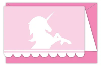 Produktbild von 6 Einhorn Einladungskarten mit Umschlägen Pastell 14 x 9 cm Geburtstag -