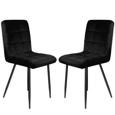 Produktbild von Supfine 2er Set Esszimmerstühle,Küchenstühle aus weicher Samt,mit Metallbeinen Designerstuhl Küchenstuhl,Schwarz