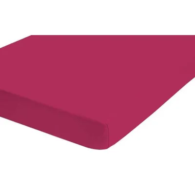 Produktbild von Biberna Feinjersey Spannbettlaken Spannbetttuch 100% Baumwolle Rundumgummi waschbar pflegeleicht hochwertig strapazierfähig 140x200 cm Rubin