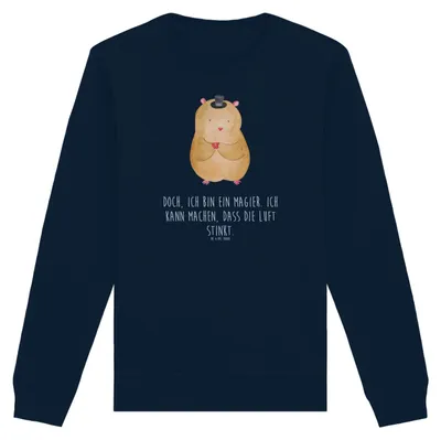Produktbild von Mr. & Mrs. Panda Baumwoll Pullover Hamster Hut Größe XS - French Navy - Geschenk, Pulli, Bio Sweatshirt, Sweater, Zauberer, Magier, Zwerghamster, Lustige Sprüche