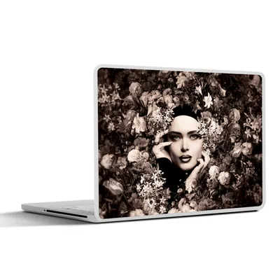 Produktbild von MuchoWow® Laptop Aufkleber Sticker Cover Frau - Blumen - Botanisch - Natur 30x21 cm - Sticker für Laptop - Selbstklebend