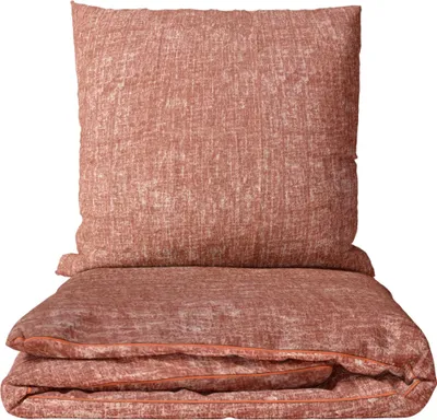 Produktbild von Mikrofaser Bettwäsche-Set 135x200 cm Aprikot Rot Meliertes Design mit Reißverschluss