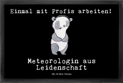 Produktbild von Mr. & Mrs. Panda Schmutzmatte Meteorologin Leidenschaft 50 x 75 cm - Schwarz - Geschenk, fußmatte, Fussmatte, Gummimatte, Bodenvorleger, Schmutzfangmatte, Schuhabstreifer