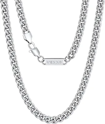 Image de VEXXS Or 18K Cuban chaîne blindée Hip Hop Hommes Femmes - 6mm Argent 51cm
