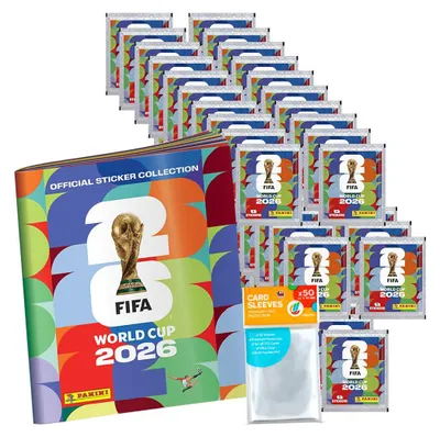 Image de Bundle mit World Cup 2026 Sticker  -  1 Sammelalbum + 50 Tüten  + Exklusive Collect-it Hüllen (Eigenmarke Bundle)