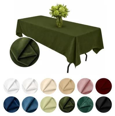 Produktbild von MEBLE ODNOWA, Tischdecke, Matter Samt-Tischdecke, Rechteckig, Waldgrün, Khaki, 140×240cm, Velours, Tischschutz, Elegant, Formstabil, Elastisch, Strapazierfähig, Maschinenwaschbar