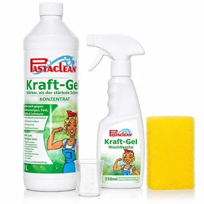 Produktbild von Pastaclean Kraft Gel Allzweckreiniger 1 L Konzentrat – Backofenreiniger & Fettlöser Gel, haftet an senkrechten Flächen, für Grill, Kamin, Küche & Bad