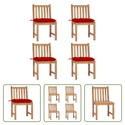 Produktbild von The Living Store Gartenstühle 4 Stk. mit Kissen Massivholz Teak