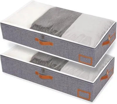 Imagen del producto de Bolsas de almacenamiento Famanu para colocar debajo de la cama, plegables, 2 unidades, color gris, 60x30x15 cm