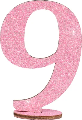 Produktbild von Oblique Unique Zahl 9 Aufsteller aus Holz mit Glitzer Dekoration für Geburtstag Jubiläum Deko Tischdeko - rosa