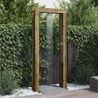 Produktbild von Outdoor-Dusche 226 cm Imprägniertes Kiefernholz und Edelstahl - Poolzubehör c4122