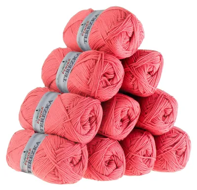 Produktbild von 10 x 50g Strickgarn Terezka 100% Baumwolle Baumwollgarn Häkelgarn, Farbe:korallenrot