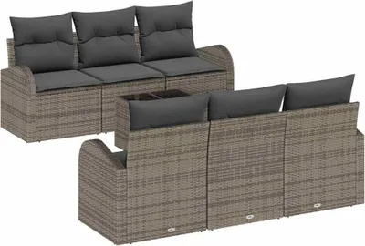 Produktbild von vidaXL Gartensofa-set Grau 55 x 55 x 37 cm Poly-Rattan