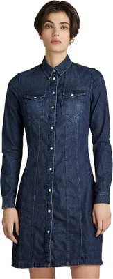 Produktbild von G-star Tacoma Slim Flare Langarmkleid Blau S Frau Blau S