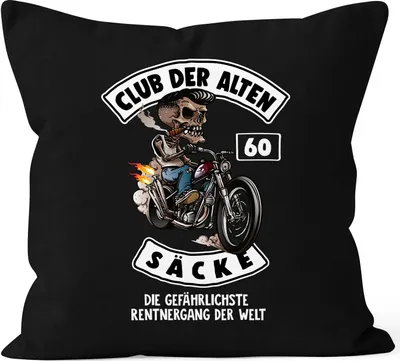 Produktbild von Kissen-Bezug Geburtstags-Geschenk Club der alten Säcke Kissen-Hülle MoonWorks® 60 schwarz unisize