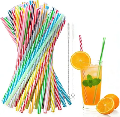 Image de Pailles réutilisables en plastique - 100 pièces - 23 cm - Ø 6 mm