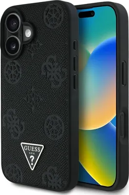 Produktbild von Guess Grained MagSafe Hülle für iPhone 16 Schwarz