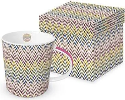 Produktbild von Kaffeebecher Zickzack bunt, multicolor,  Kaffeetasse Tassen Teetassen Henkelbecher